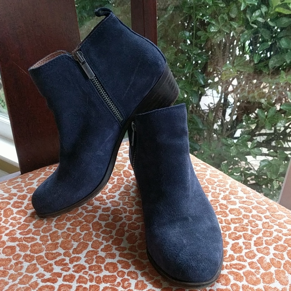 Navy Blue Lucky Brand Basel Suede Booties